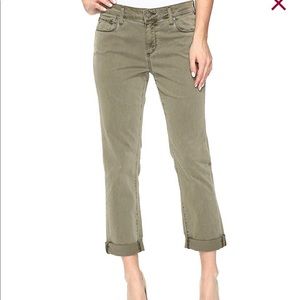 Paige Brigitte Boyfriend Pants in Sahara Green.